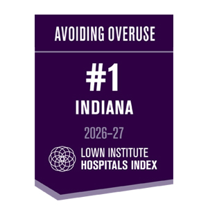 Avoiding Overuse Number One Indiana 2026-27 Lown Institute Hospitals Index badge