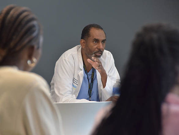 Physician speaking to audience