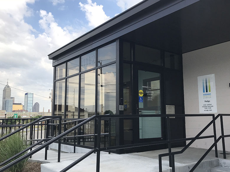 Entrance to Eskenazi Health Center Pedigo