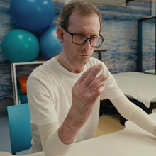 A man receives physical therapy